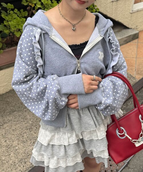 <預訂> 日牌CIAOPANIC CP標誌荷葉邊短拉鍊連帽外套｜四色入