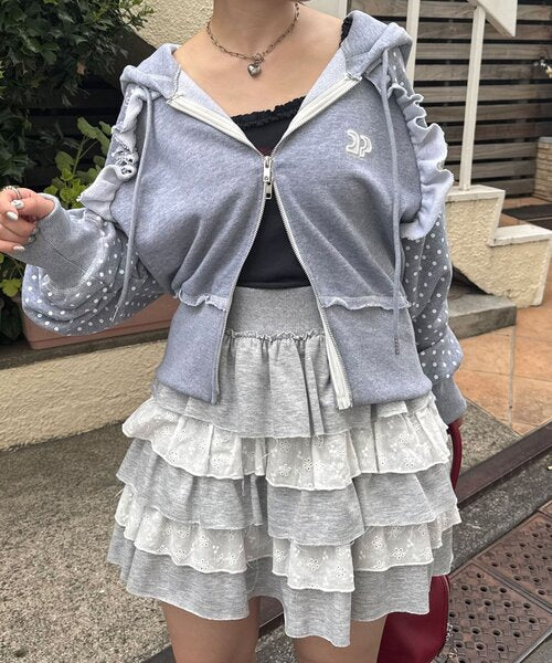 <預訂> 日牌CIAOPANIC CP標誌荷葉邊短拉鍊連帽外套｜四色入