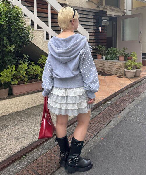 <預訂> 日牌CIAOPANIC CP標誌荷葉邊短拉鍊連帽外套｜四色入