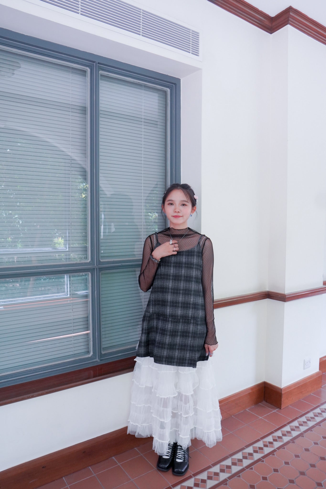 <現貨> 自家製 小奶白蛋糕多層薄紗半身長裙