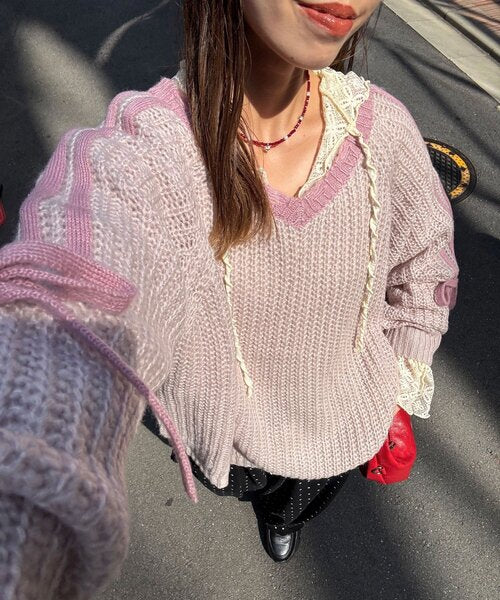 <預訂> 日牌CIAOPANIC 袖口飾附插肩針織上衣｜七色入