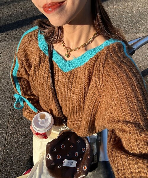 <預訂> 日牌CIAOPANIC 袖口飾附插肩針織上衣｜七色入