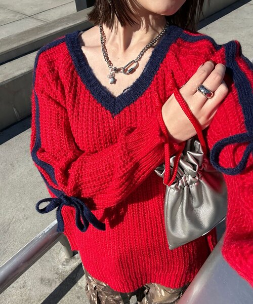 <預訂> 日牌CIAOPANIC 袖口飾附插肩針織上衣｜七色入