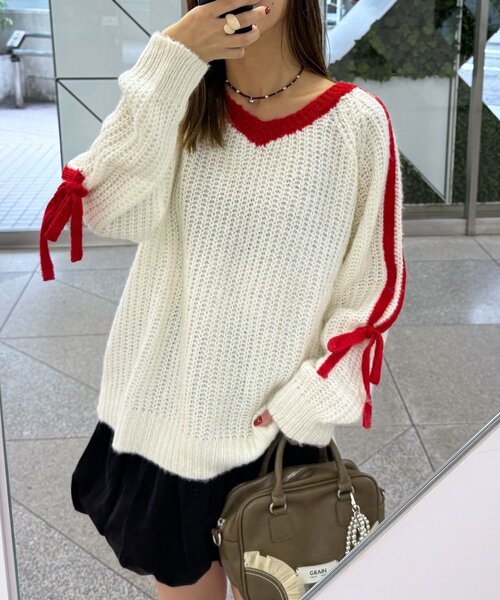 <預訂> 日牌CIAOPANIC 袖口飾附插肩針織上衣｜七色入