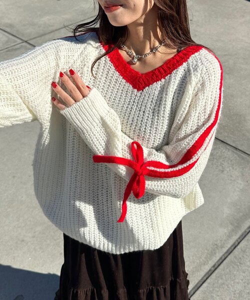 <預訂> 日牌CIAOPANIC 袖口飾附插肩針織上衣｜七色入