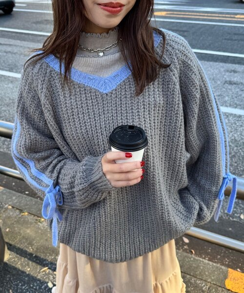 <預訂> 日牌CIAOPANIC 袖口飾附插肩針織上衣｜七色入