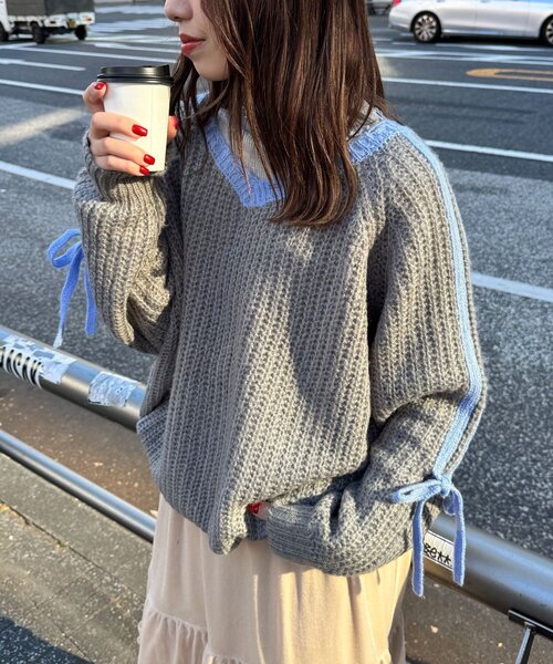 <預訂> 日牌CIAOPANIC 袖口飾附插肩針織上衣｜七色入