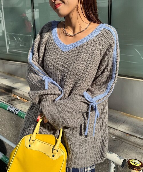 <預訂> 日牌CIAOPANIC 袖口飾附插肩針織上衣｜七色入