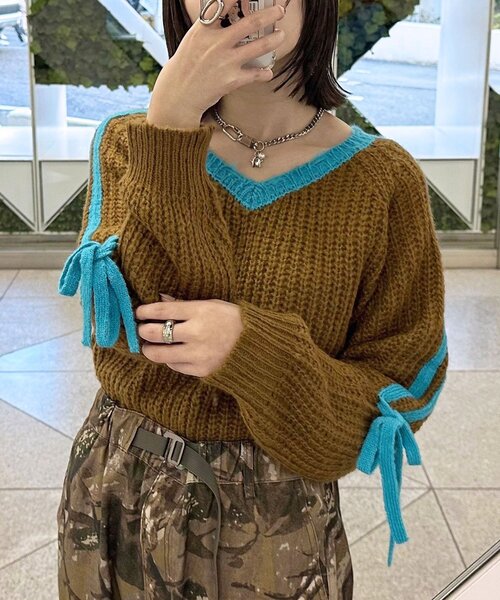 <預訂> 日牌CIAOPANIC 袖口飾附插肩針織上衣｜七色入