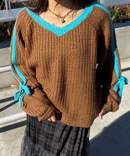 <預訂> 日牌CIAOPANIC 袖口飾附插肩針織上衣｜七色入