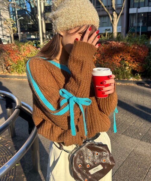 <預訂> 日牌CIAOPANIC 袖口飾附插肩針織上衣｜七色入