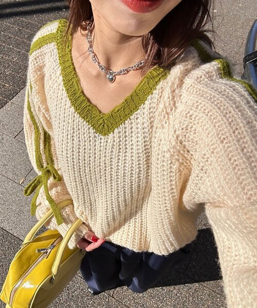 <預訂> 日牌CIAOPANIC 袖口飾附插肩針織上衣｜七色入