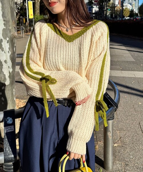 <預訂> 日牌CIAOPANIC 袖口飾附插肩針織上衣｜七色入