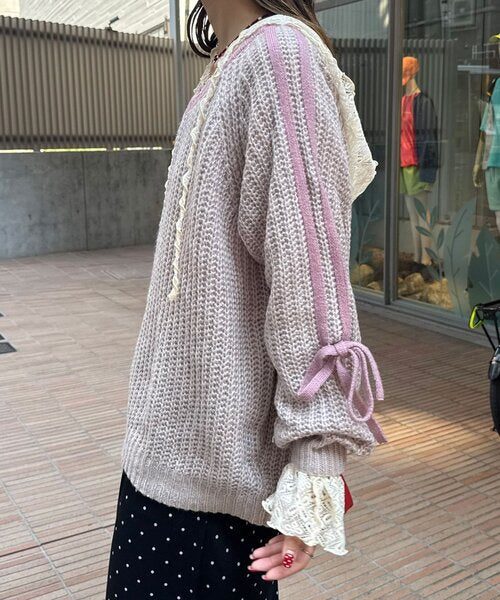 <預訂> 日牌CIAOPANIC 袖口飾附插肩針織上衣｜七色入