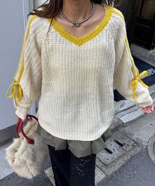 <預訂> 日牌CIAOPANIC 袖口飾附插肩針織上衣｜七色入