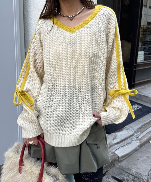 <預訂> 日牌CIAOPANIC 袖口飾附插肩針織上衣｜七色入