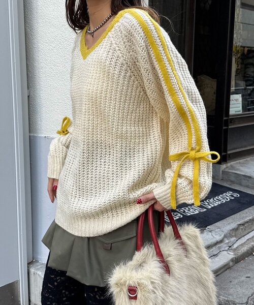 <預訂> 日牌CIAOPANIC 袖口飾附插肩針織上衣｜七色入