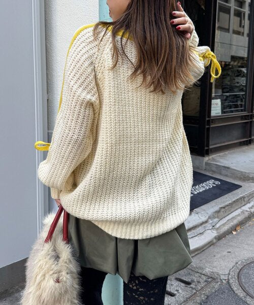 <預訂> 日牌CIAOPANIC 袖口飾附插肩針織上衣｜七色入