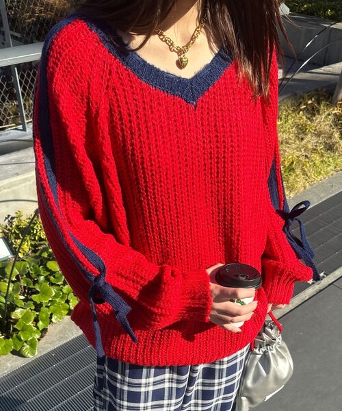 <預訂> 日牌CIAOPANIC 袖口飾附插肩針織上衣｜七色入