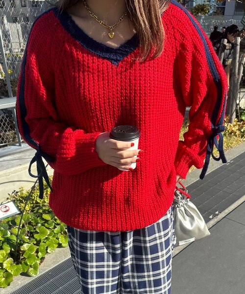 <預訂> 日牌CIAOPANIC 袖口飾附插肩針織上衣｜七色入