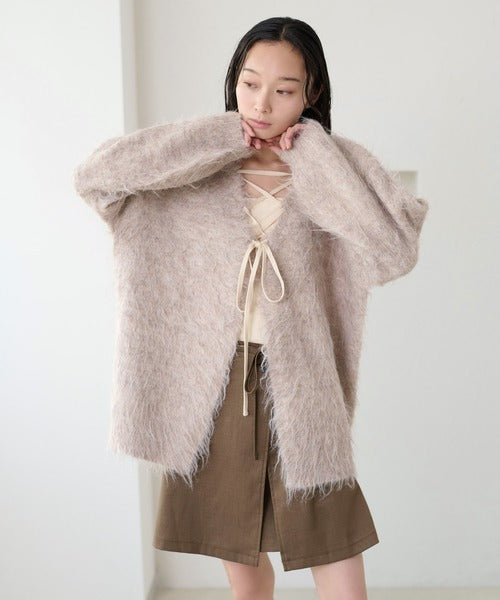 <預訂> 日本大人氣♡日牌 Apres Jour 2-Ways 毛茸茸繫帶針織開胸外套｜五色入