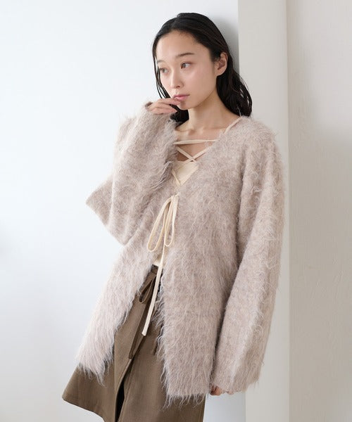 <預訂> 日本大人氣♡日牌 Apres Jour 2-Ways 毛茸茸繫帶針織開胸外套｜五色入