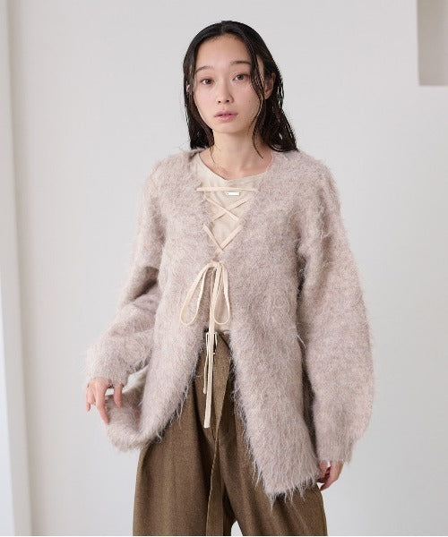 <預訂> 日本大人氣♡日牌 Apres Jour 2-Ways 毛茸茸繫帶針織開胸外套｜五色入