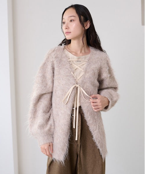 <預訂> 日本大人氣♡日牌 Apres Jour 2-Ways 毛茸茸繫帶針織開胸外套｜五色入