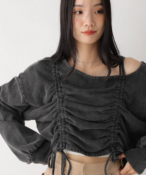 <預訂> 高質日牌Heather限時降價！休閒抽繩單肩上衣｜兩色入
