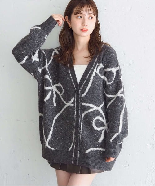 <預訂> 日牌Tiptop BlingBling羽毛大蝴蝶結v領開胸外套｜四色入