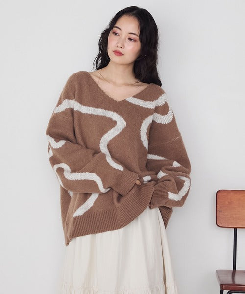 <預訂> 日牌FY 大降價 微妙線條超大V領針織衛衣｜五色入