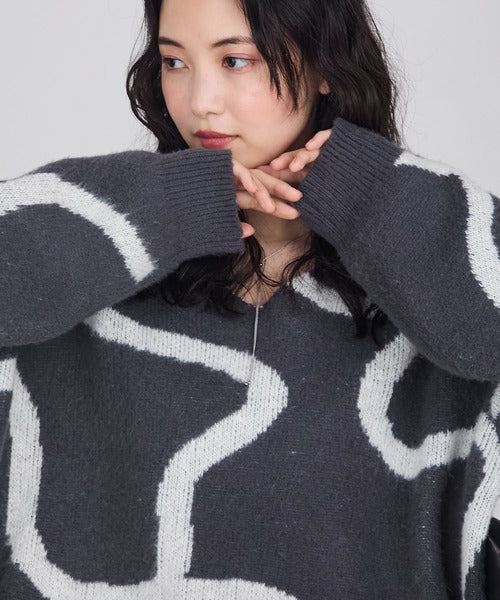 <預訂> 日牌FY 大降價 微妙線條超大V領針織衛衣｜五色入