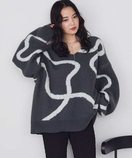 <預訂> 日牌FY 大降價 微妙線條超大V領針織衛衣｜五色入