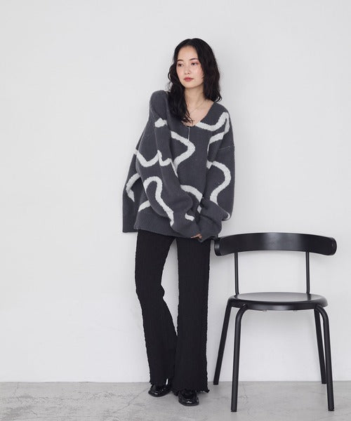 <預訂> 日牌FY 大降價 微妙線條超大V領針織衛衣｜五色入