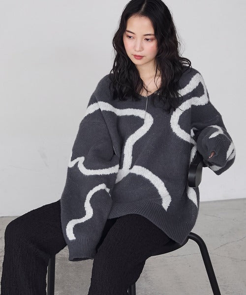 <預訂> 日牌FY 大降價 微妙線條超大V領針織衛衣｜五色入