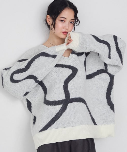 <預訂> 日牌FY 大降價 微妙線條超大V領針織衛衣｜五色入