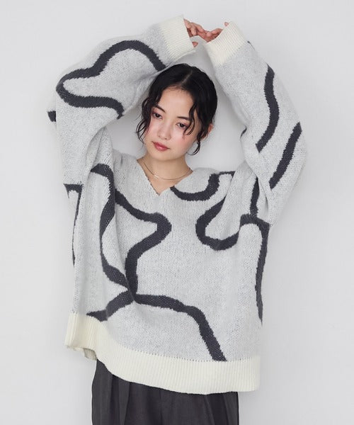 <預訂> 日牌FY 大降價 微妙線條超大V領針織衛衣｜五色入