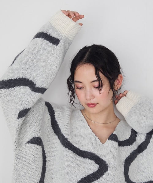 <預訂> 日牌FY 大降價 微妙線條超大V領針織衛衣｜五色入