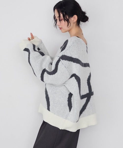 <預訂> 日牌FY 大降價 微妙線條超大V領針織衛衣｜五色入