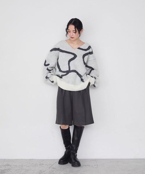 <預訂> 日牌FY 大降價 微妙線條超大V領針織衛衣｜五色入