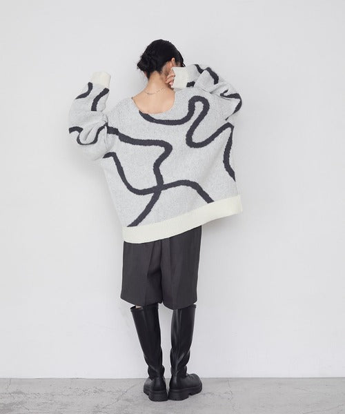 <預訂> 日牌FY 大降價 微妙線條超大V領針織衛衣｜五色入