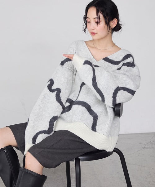 <預訂> 日牌FY 大降價 微妙線條超大V領針織衛衣｜五色入