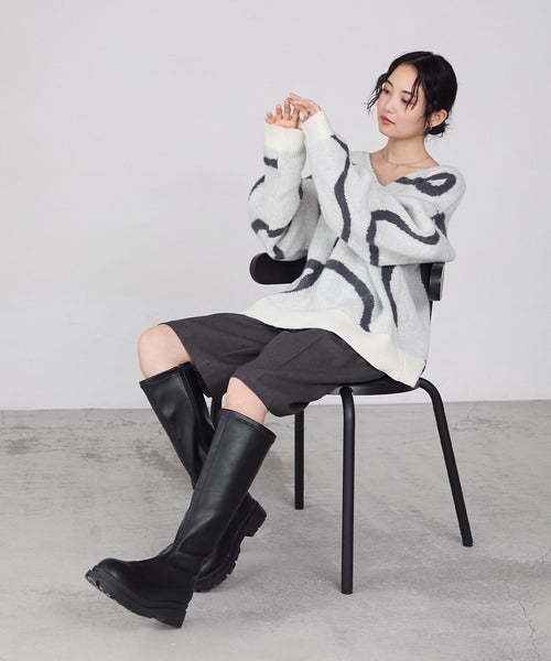 <預訂> 日牌FY 大降價 微妙線條超大V領針織衛衣｜五色入