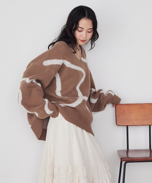 <預訂> 日牌FY 大降價 微妙線條超大V領針織衛衣｜五色入