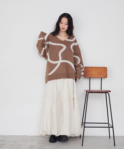 <預訂> 日牌FY 大降價 微妙線條超大V領針織衛衣｜五色入