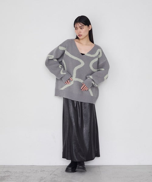 <預訂> 日牌FY 大降價 微妙線條超大V領針織衛衣｜五色入