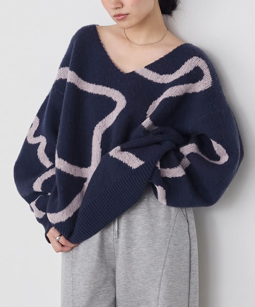 <預訂> 日牌FY 大降價 微妙線條超大V領針織衛衣｜五色入