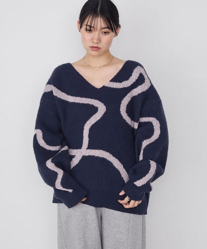 <預訂> 日牌FY 大降價 微妙線條超大V領針織衛衣｜五色入