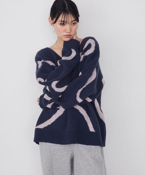 <預訂> 日牌FY 大降價 微妙線條超大V領針織衛衣｜五色入