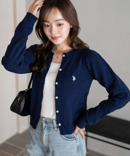<預訂> JP U.S. POLO ASSN.2026年春季麻花針織開胸薄外套｜五色入